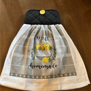 Homemade Lemon Bowl Hanging Kitchen Towel with Button Loop